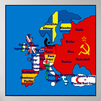 Europa nach amerikanischer Landkarte Poster