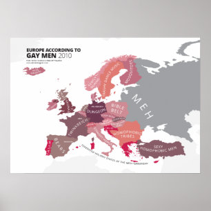 Europa nach Ansicht der homosexuellen Männer Poster