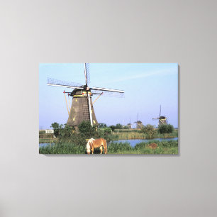 Europa, Niederlande, Zuid Holland, Kinderdijk. 2 Leinwanddruck