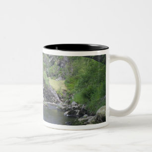 Europa, Norwegen. Steinbrücke auf dem Weg nach Ber Zweifarbige Tasse
