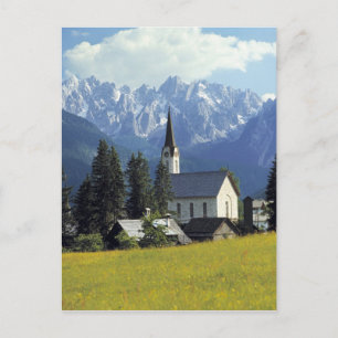 Europa, Österreich, Gosau. Kirchturm Postkarte