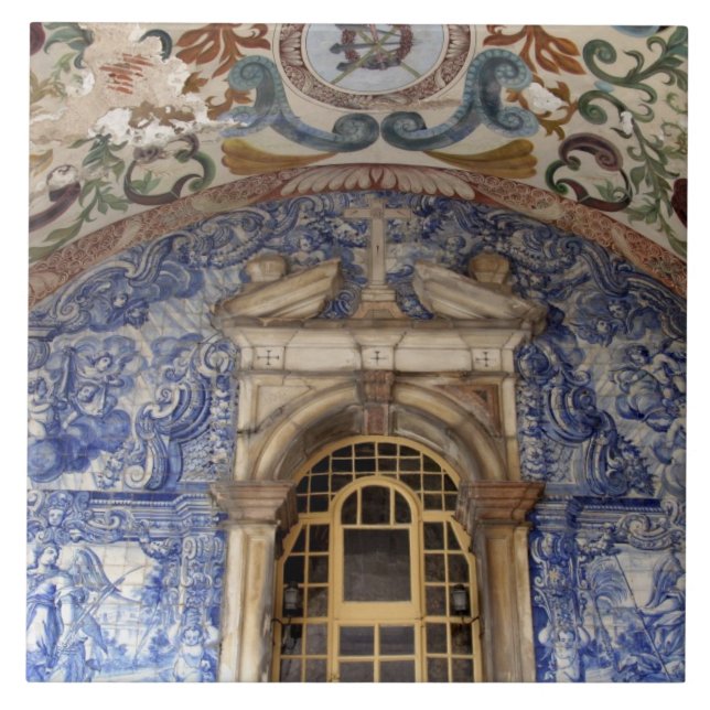 Europa, Portugal, Obidos. Farbenfrohe Architektur Fliese (Vorderseite)