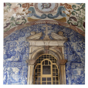 Europa, Portugal, Obidos. Farbige Architektur Fliese