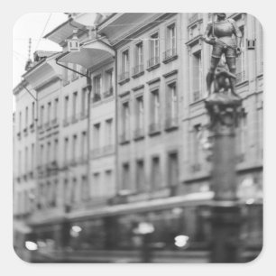Europa, Schweiz, Bern. Straßenbahn, Marktgasse Quadratischer Aufkleber