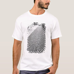 Europa, Schweiz, Zürich. Kopfsteinpflasterstraße, T-Shirt