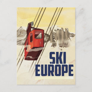 Europa Skifahren vintage Reiseposter. Postkarte