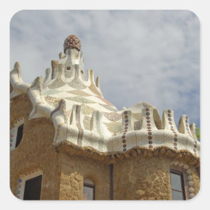 Europa, Spanien, Katalonien, Barcelona. Park Güell Quadratischer Aufkleber