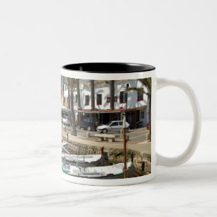Europa, Spanien, Menorca (auch Menorca). Fischfang Zweifarbige Tasse