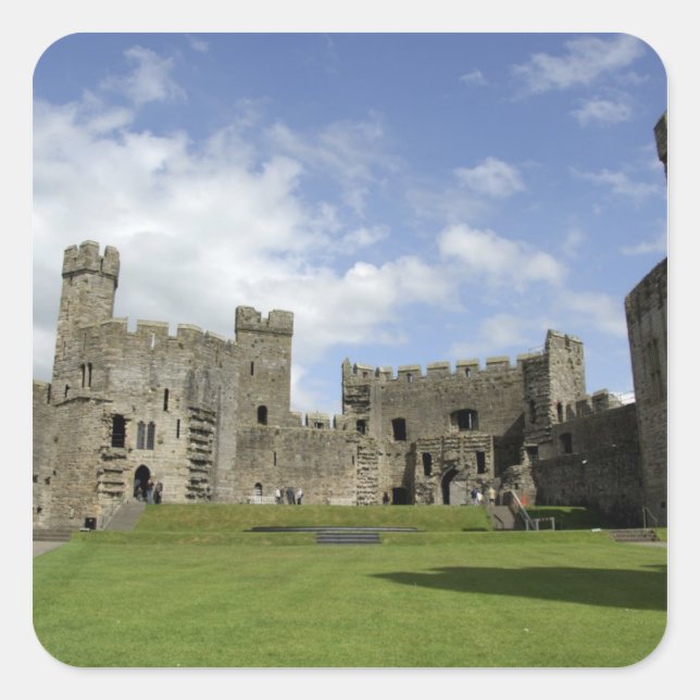 Europa, Wales, Caernarfon. Caernarfon Castle, Quadratischer Aufkleber (Vorderseite)