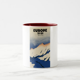 Europa zum Skifahren "Nimm ein Flugzeug" Zweifarbige Tasse