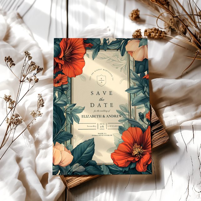 Europäische Blumenhochzeit im Jugendstil Save The Date (Von Creator hochgeladen)