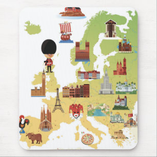 Europäische Cartoon-Karte Mousepad