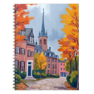 Europäische Dorfstraße Aquarell Reise Notizblock