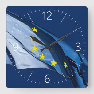 Europäische Flagge Quadratische Wanduhr