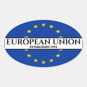 Europäische Gewerkschaft für Schwarzen Text eingef Ovaler Aufkleber