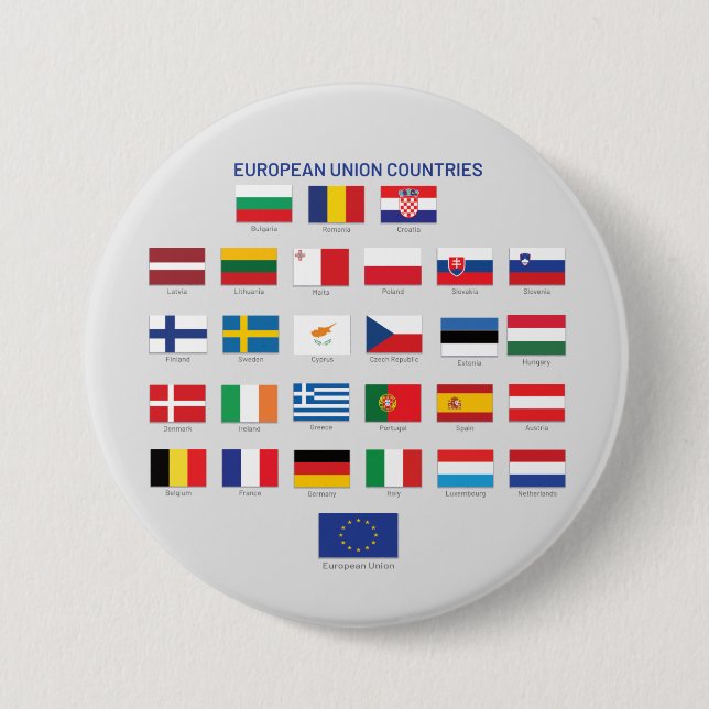 Europäische Gewerkschaften Flaggen der EU-Länder Button (Vorderseite)