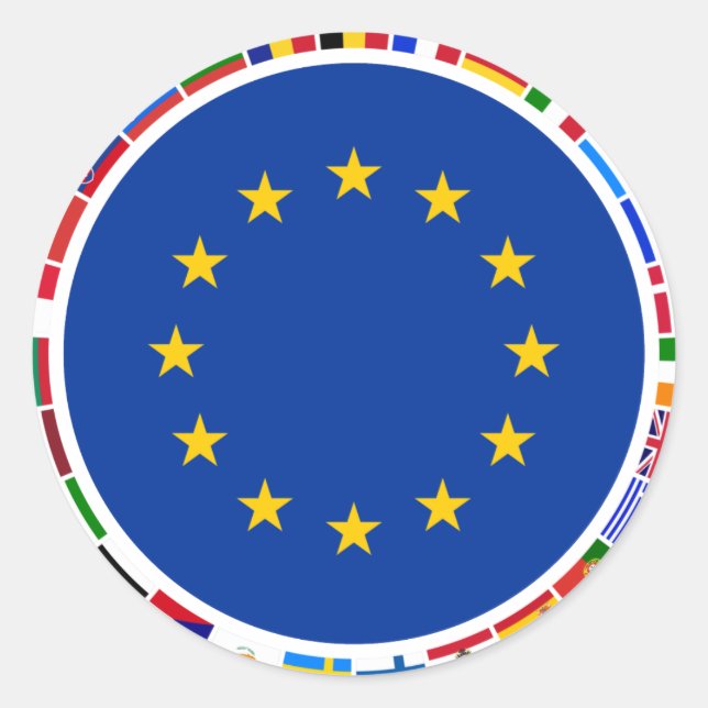 Europäische Gewerkschaften Runder Aufkleber (Vorderseite)