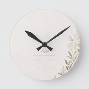 Europäische Hochzeitseinladung in Olivgrün Runde Wanduhr