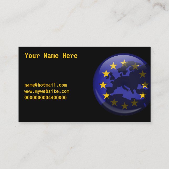 Europäische Kugel, Ihr Name hier, Visitenkarte (Vorderseite)