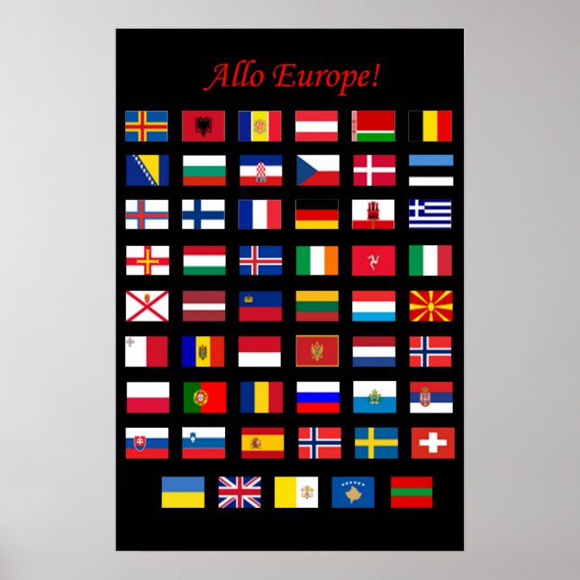 Europäische Länder Flaggen-Plakat Poster (Vorne)