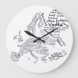 Europäische Nahrungsmittelkarten-Küchen-Uhr Große Wanduhr