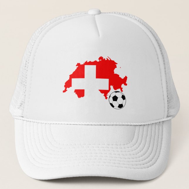 Europäische Schweiz Schweizer Flagge Fußball-Hutka Truckerkappe (Vorderseite)