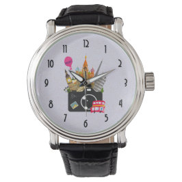 Europäische Sehenswürdigkeiten mit Kamera Armbanduhr