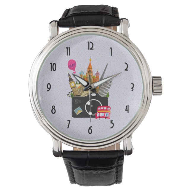 Europäische Sehenswürdigkeiten mit Kamera Armbanduhr (Vorderseite)
