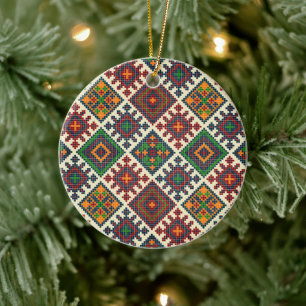 Europäische Stickerei im Vintage-Stil, abstraktes Keramik Ornament