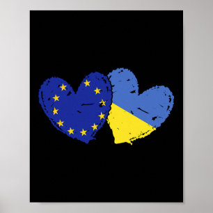 Europäische Union Ukraine Herz Flaggen Eu Ukrainis Poster