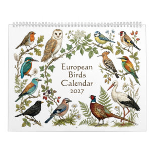 Europäische Vögel - Zwei Seiten 2027 Kalender