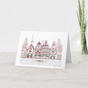 Europäische Weihnachtskarte - geklappte 12x18 Dankeskarte