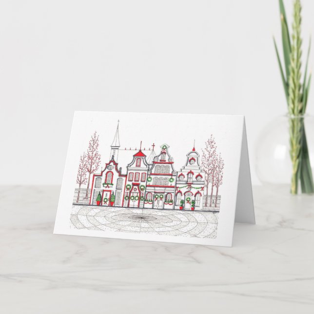Europäische Weihnachtskarte - geklappte 12x18 Dankeskarte (Vorderseite)