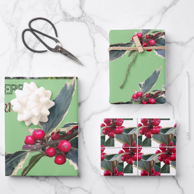 Europäische Weihnachtszettel Geschenkpapier Set (Vorderseite)