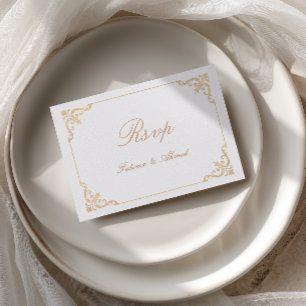 Europäischer Barockrahmen Gold Kalligrafie Hochzei RSVP Karte