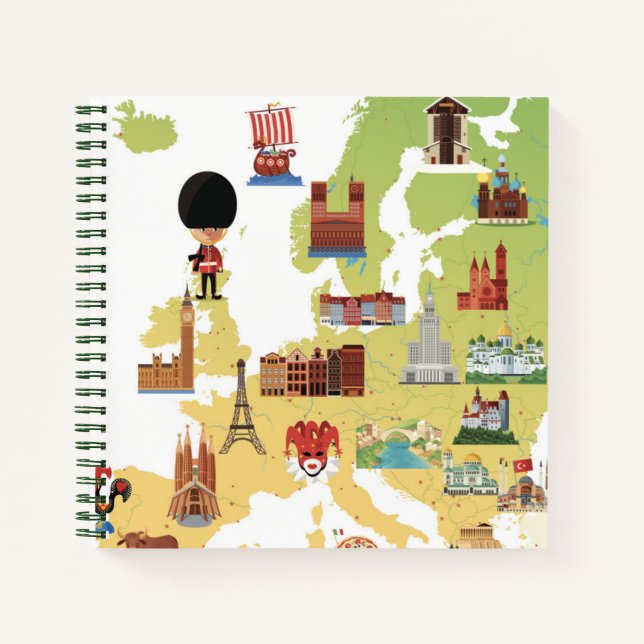 Europäischer Cartoon-Karte Notizbuch (Vorderseite)