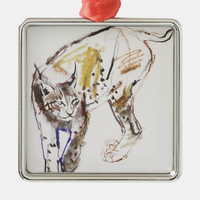 Europäischer Luchs Ornament Aus Metall (Vorne)