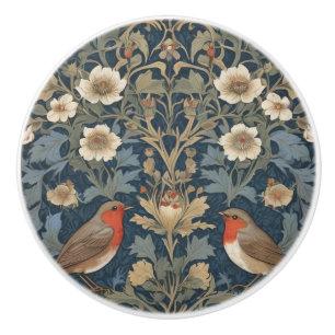 Europäischer Robin Bird Couple William Morris-Stil Keramikknauf