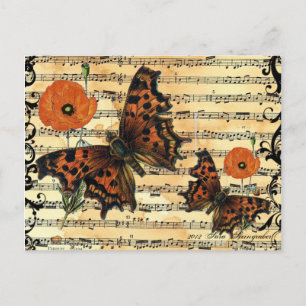 Europäischer Schmetterling mit Poppy-Postkarte Postkarte
