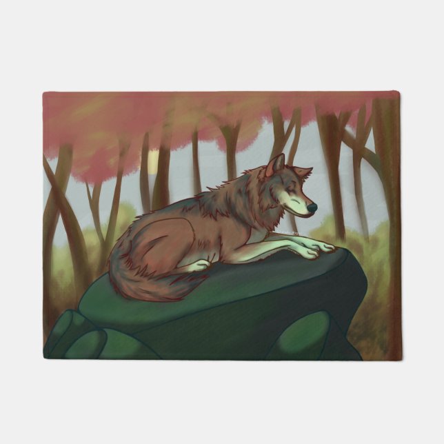 Europäischer Wolf Fußmatte (Vorderseite)