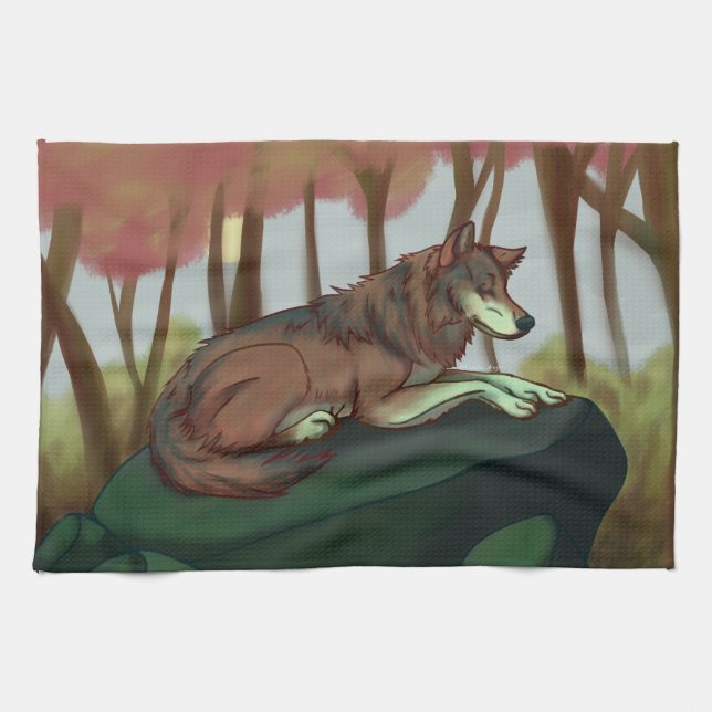 Europäischer Wolf Geschirrtuch (Horizontal)