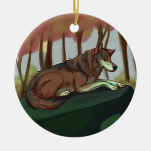 Europäischer Wolf Keramik Ornament