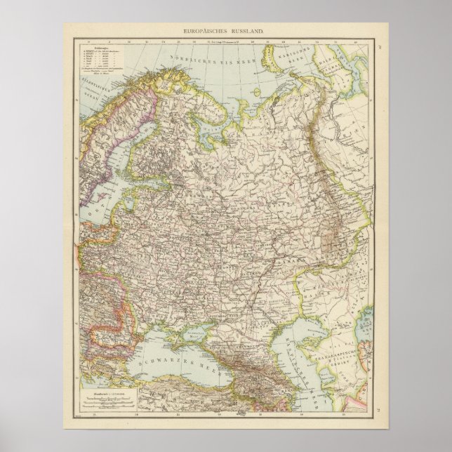 Europäisches Russland - Karte Europas und Russland Poster (Vorne)