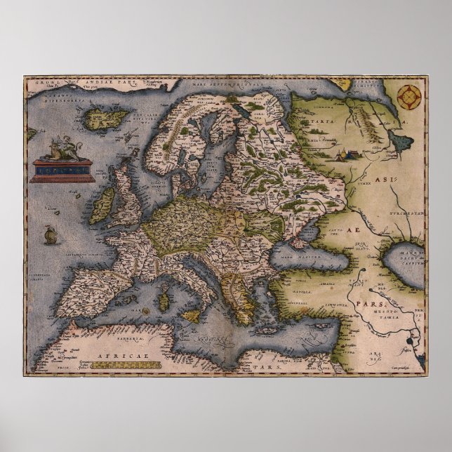 Europakarte 1572 poster (Vorne)