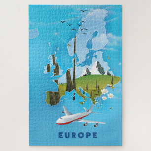 Europakarte Landschaft Reiseplakat