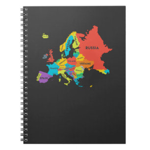 Europakarte mit Ländernamen Geografie Notizblock