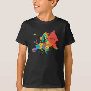 Europakarte mit Ländernamen Geografie T-Shirt
