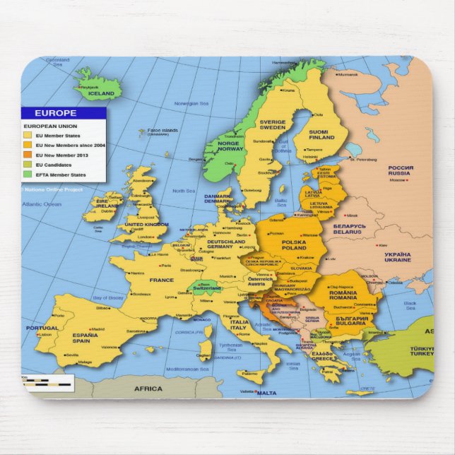 Europakarte Mousepad (Vorne)