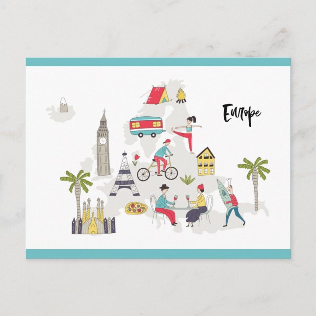"Europe Activities Map" Postkarte (Vorderseite)