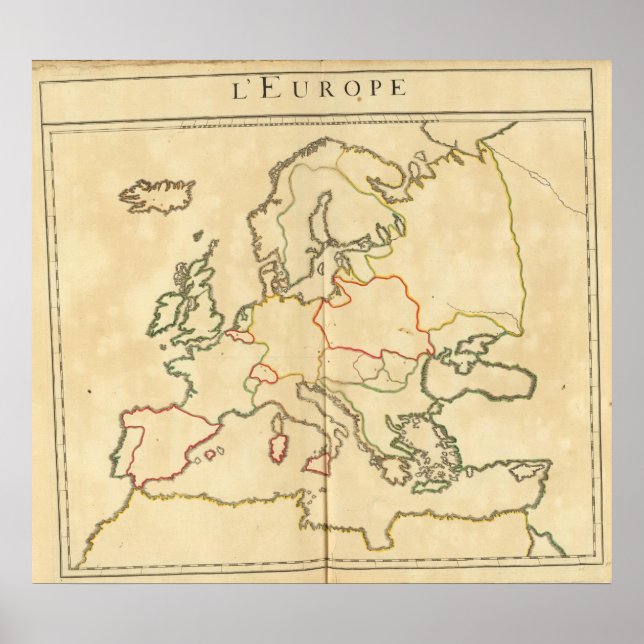 Europe and Major Cities Outline Poster (Vorne)